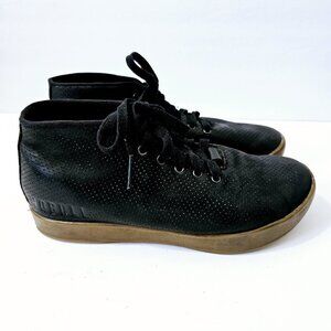 NoBull Mid Leather Trainer Black Perforated Mens Sz 6 Womens Sz 7.5 Ankle Boots